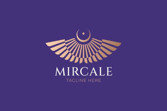 Abstract Crescent Moon Light Wings Logo