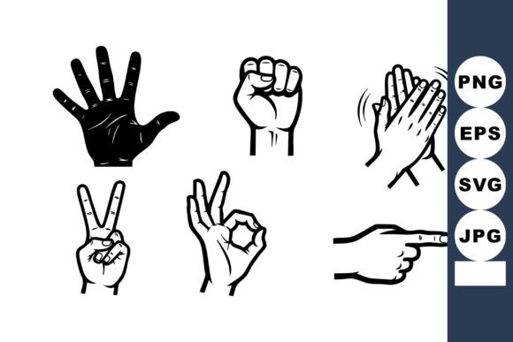 Bold Black and White Hand Line Art Graphics for Crafts
