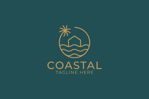 Coastal House Simply Line Logo Badge Graphics