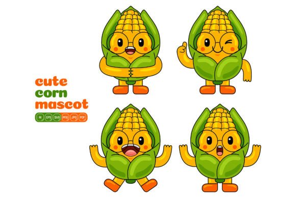 Cute Corn Mascot Vector Pack 03
