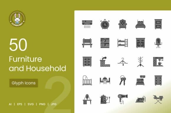 Furniture Household Glyph Icons