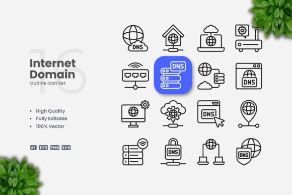 Internet Domain Outline Icons Graphics