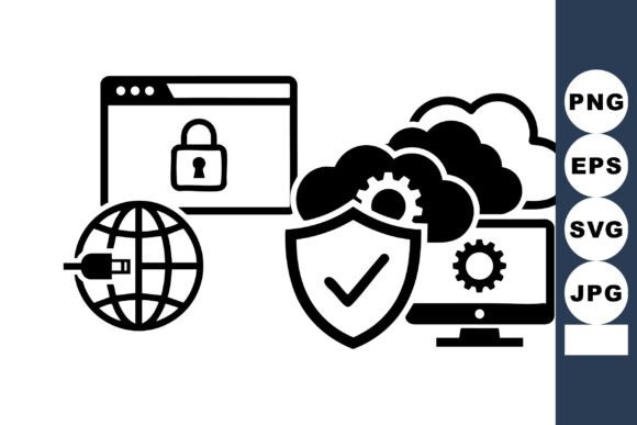 Monochrome Cyber Security Graphics for Crafts
