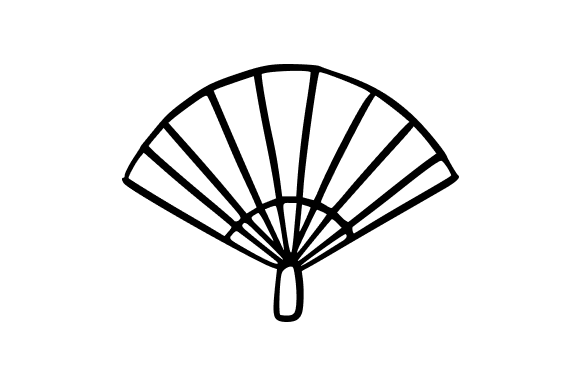 Outline Japanese Paper Fan Graphics