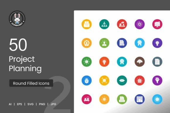 Project Planning Round Filled Icons Graphics