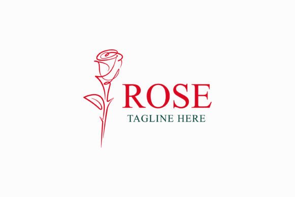 Rose Line Art Logo Graphics for Handmade Branding