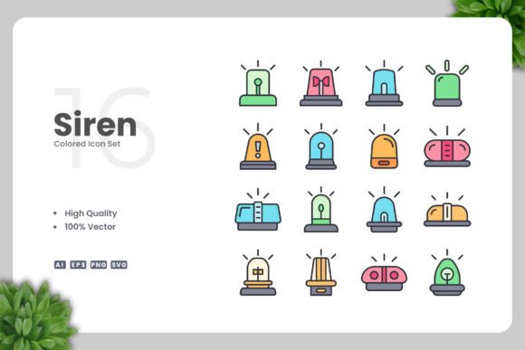 Siren Colored Icons Graphics
