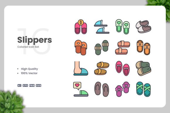 Slippers Colored Icons Graphics