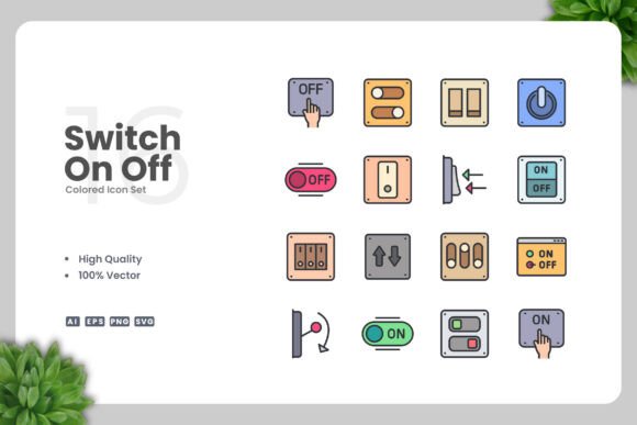 Switch on off Colored Icons for Modern Branding
