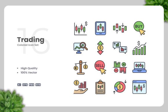 Trading Colored Icons Graphics