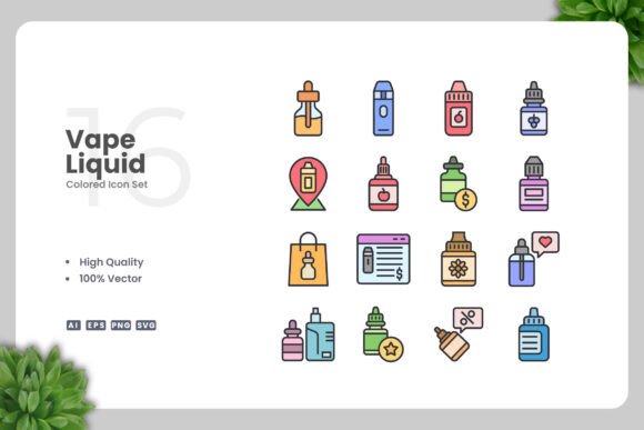 Vape Liquid Colored Icons Graphics
