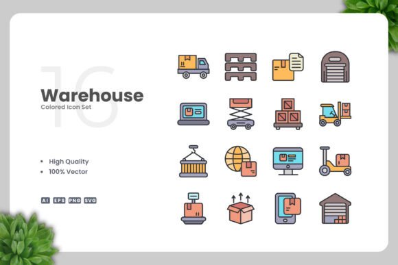 Warehouse Colored Icons Graphics
