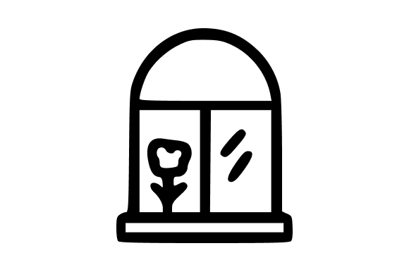 Window with Flowers Outline Graphics