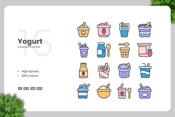 Yogurt Colored Icons Graphics